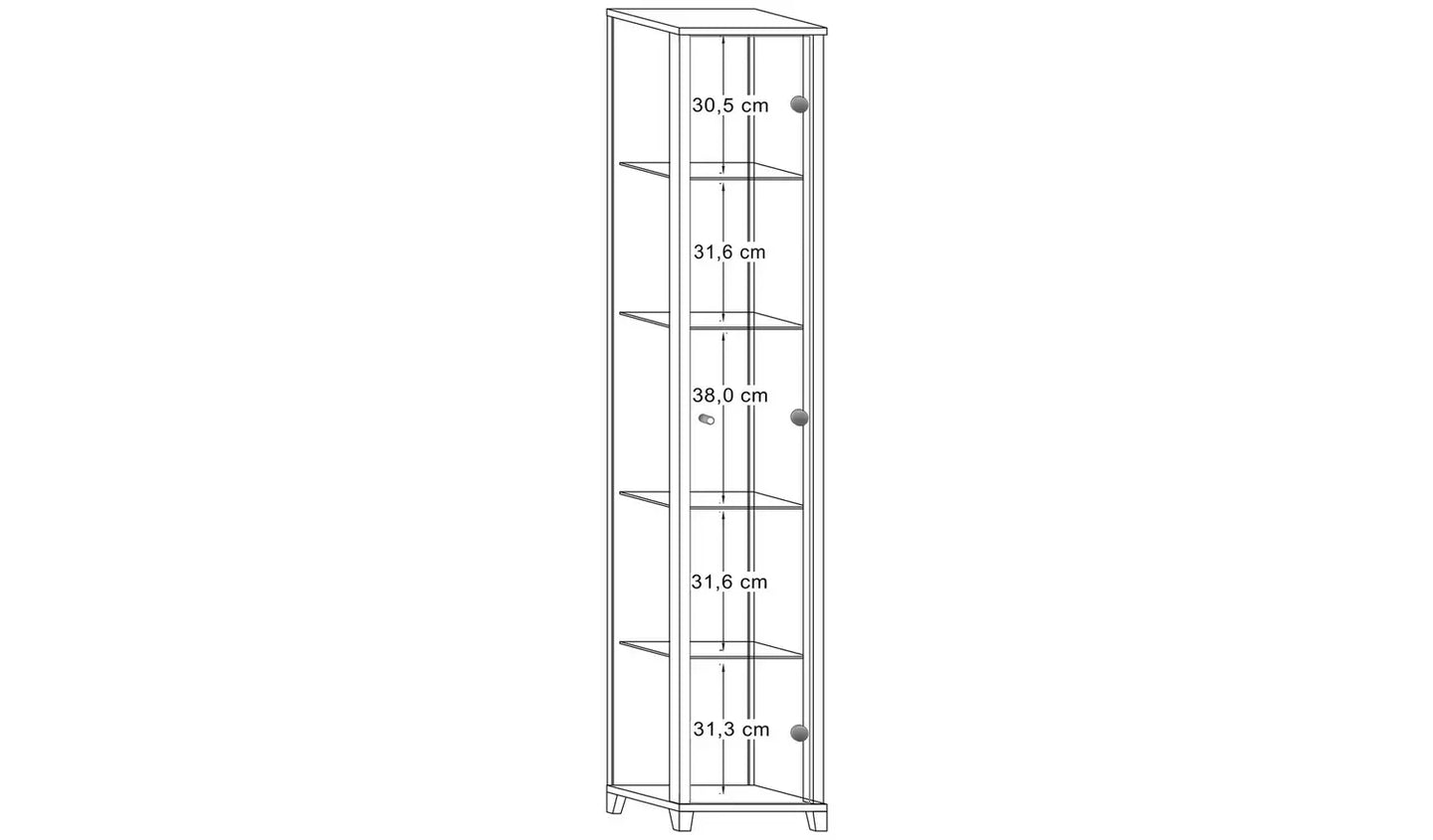 1 Glass Door Display Cabinet - Light Oak